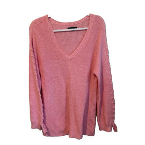 American Eagle Sweater Womens Medium Oversize Long Sleeve Pink V Neck NWOT 1828